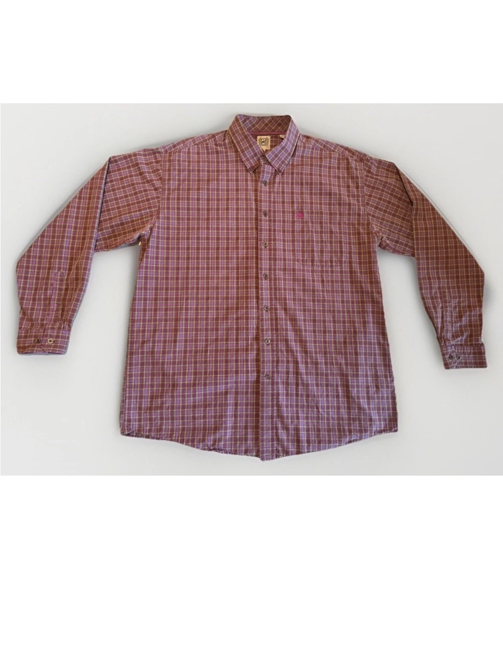 Cinch Men XL Western Shirt Long Sleeve Plaid Purple Button Down Cotton